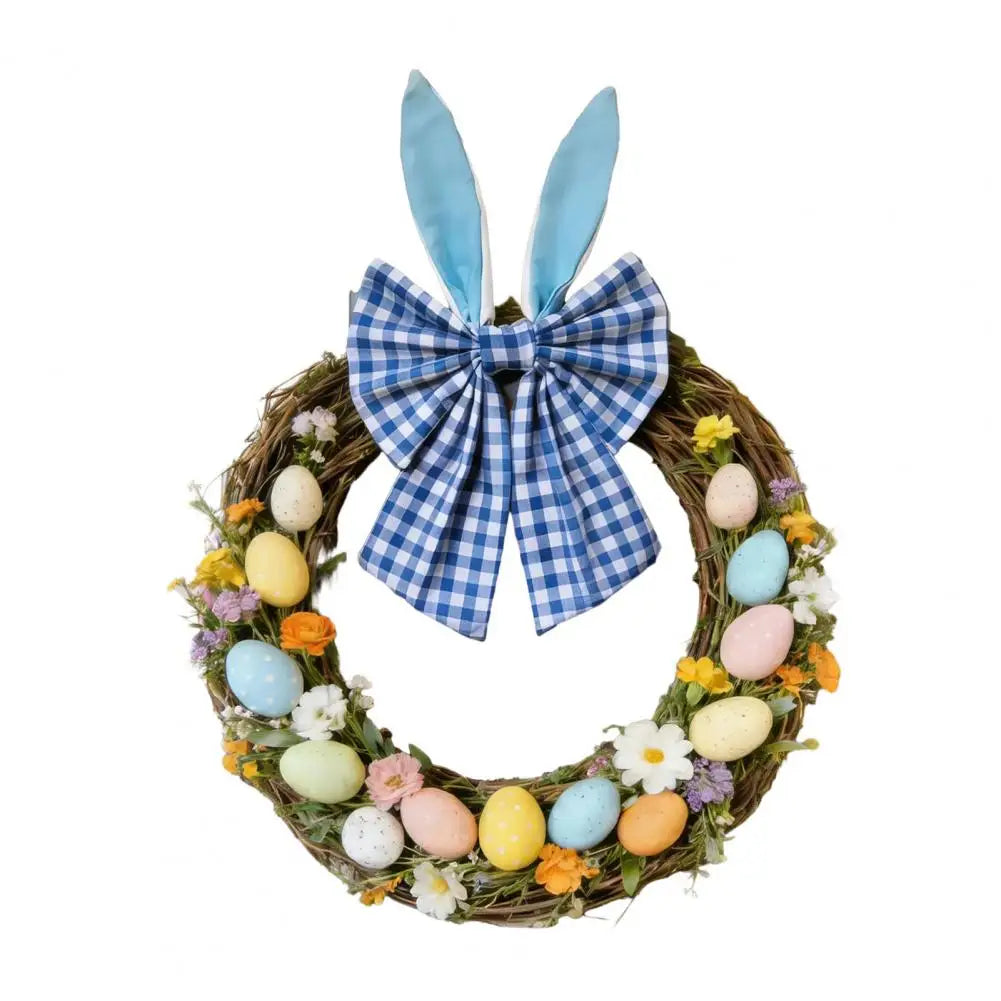 Guirlanda de coelho para porta da frente – reutilizável para primavera, guirlanda de porta