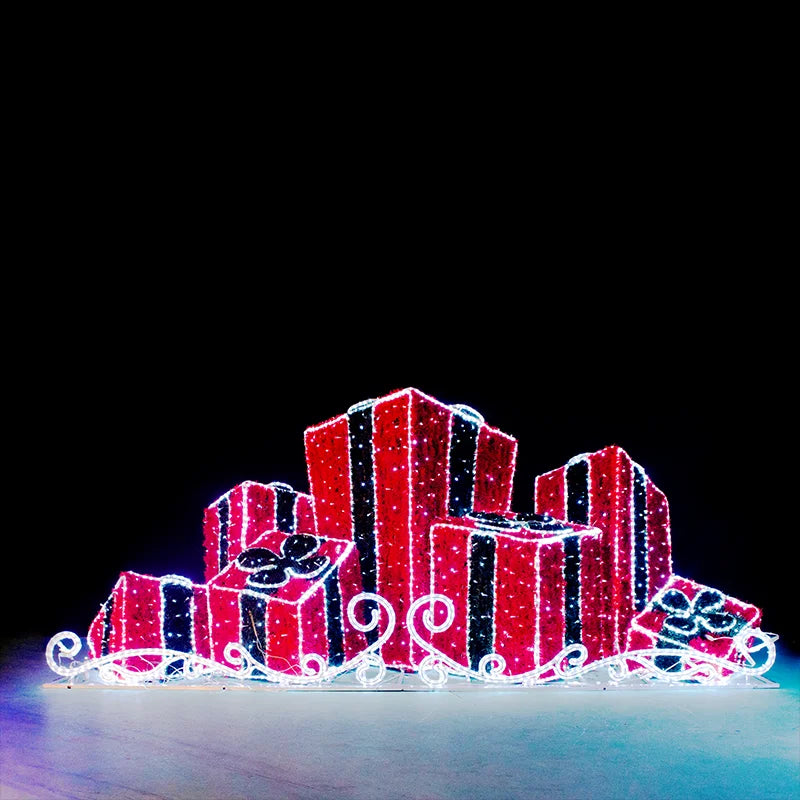 Caixa de Presente Decorativa RGB para Natal, Caixa de Presente Iluminada LED