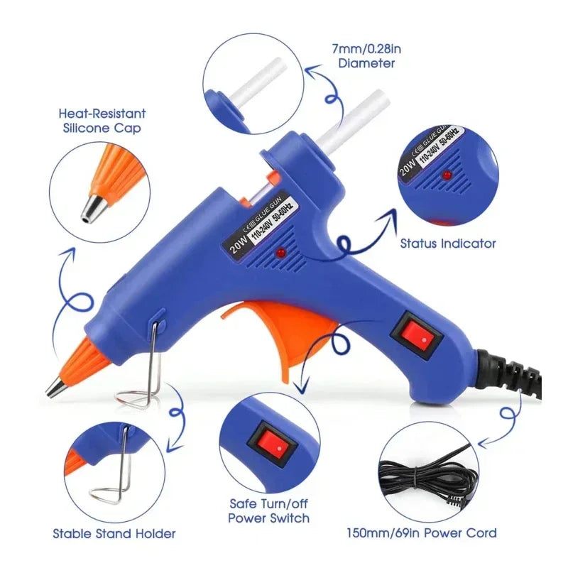 Pistola Aplicador De Cola Quente Bivolt Artesanato Pistola de cola quente portátil de 20W