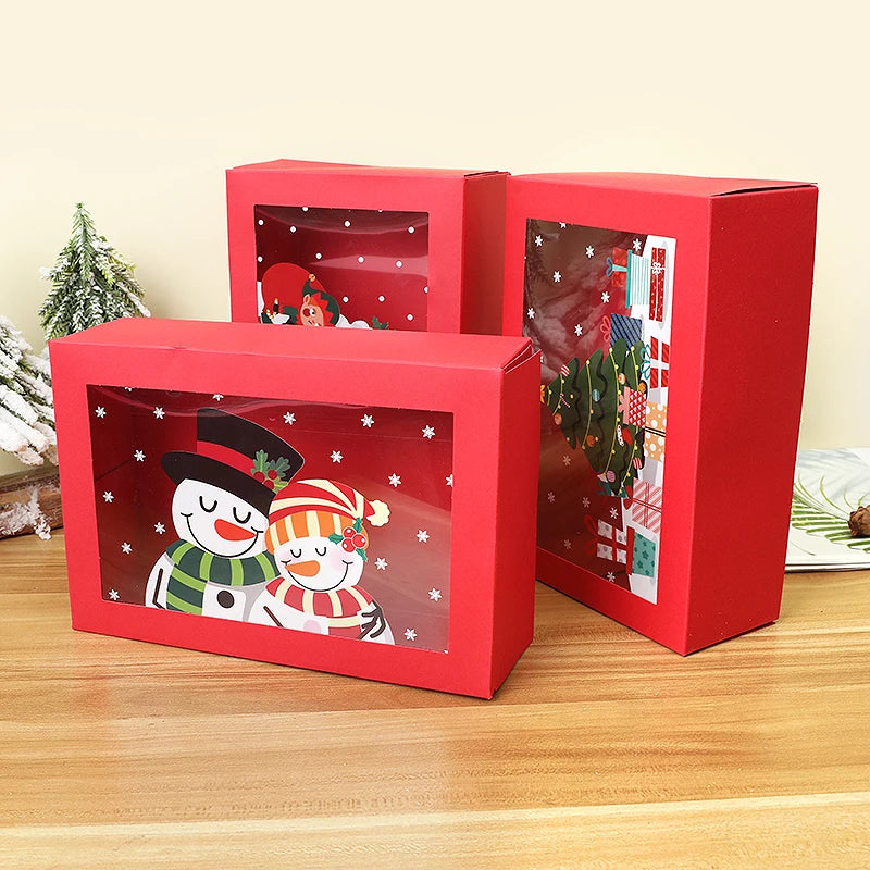 Caixa Pacote 1 Caixas de Biscoito de Natal Janela, Caixas de Presente de Papel Vermelho