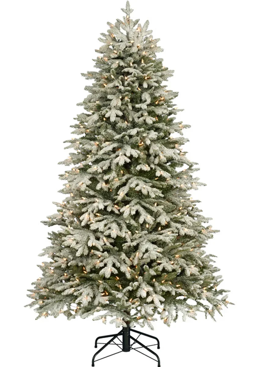 Árvore de Natal artificial PE e PVC, árvore de neve artificial com agulha intensiva suporte