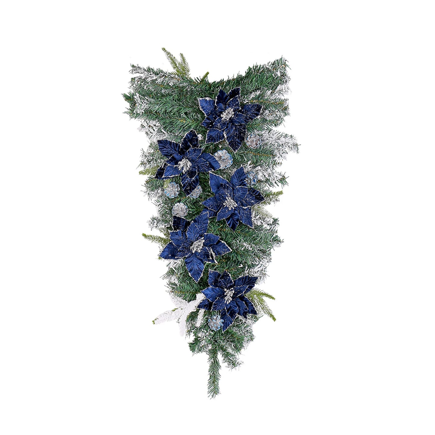 Guirlanda de Natal Azul Escuro em forma de gota para escadas de Natal, guirlandas Natal