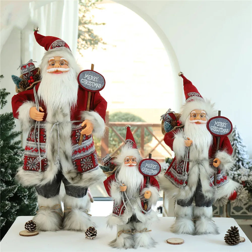 Boneco de Papai Noel em pé, enfeite de Natal para festa de Natal, lareira e férias 40cm
