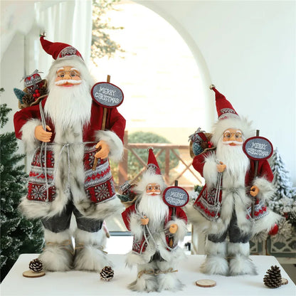 Boneco de Papai Noel em pé, enfeite de Natal para festa de Natal, lareira e férias 40cm