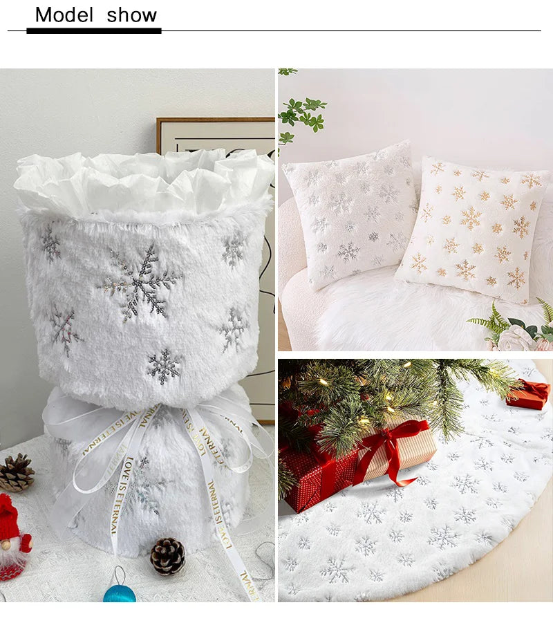 Toalha Estampa de Flocos Neves 40 Formas de Usar Árvore Natal, Saias, Capas de Almofada e 100% Poliéster