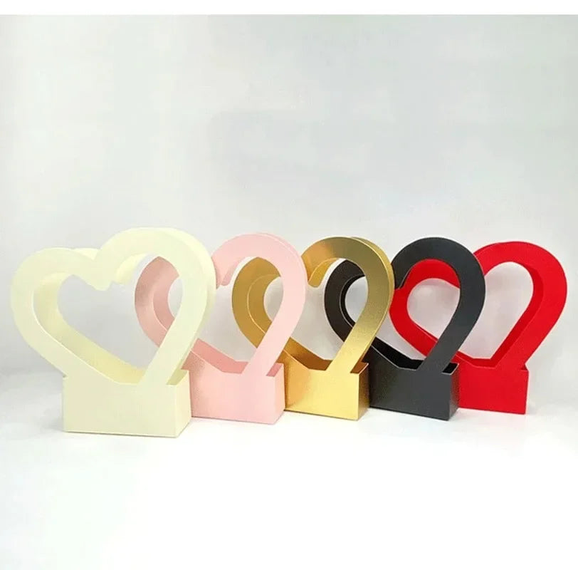 Sacola de flores amor conjunto de 10 peças cestos decorativos flores papelão dourados