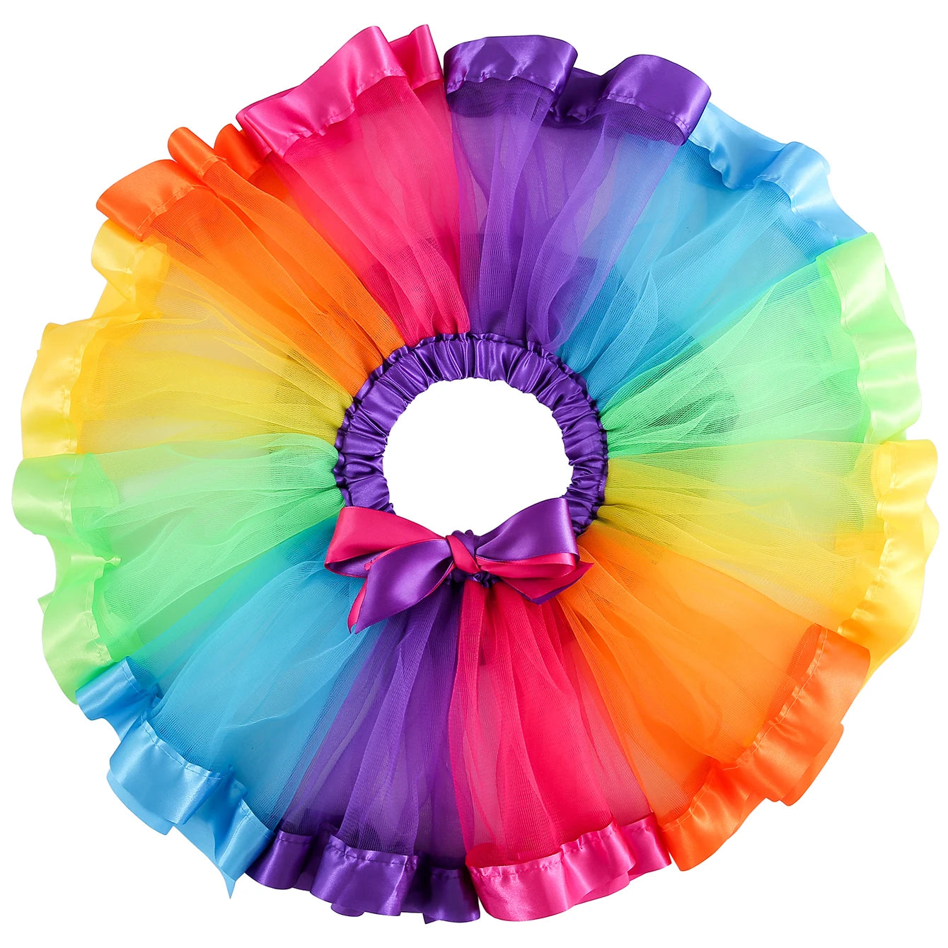 Saia de dança Carnaval tutu com laço e saia para meninas, roupa de arco-íris