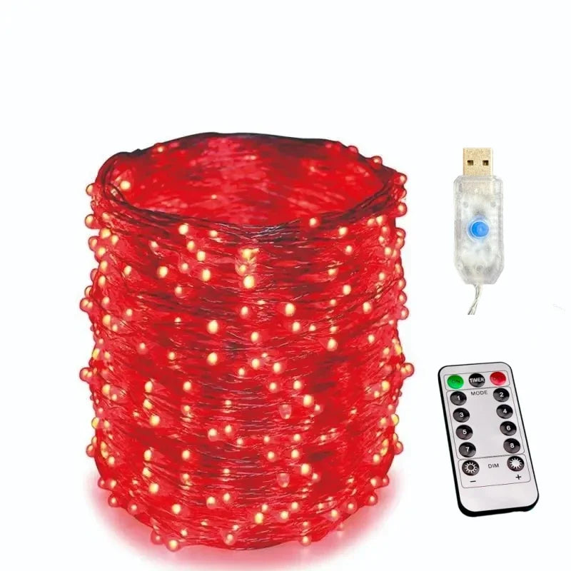 Luzes decorativas LED Fio De Fada Cordão Led 10 Metros 100 Leds Usb C/ Controle