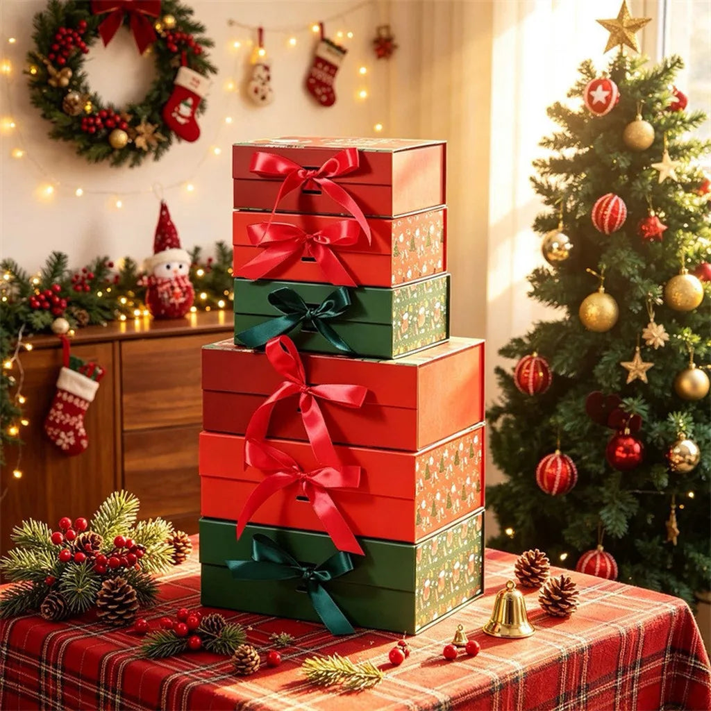Caixa Presente de Natal Linda Caixas de Armazenamento de Papelão Decorativas de Natal