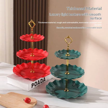Prato de Frutas de 3 Camadas Estilo Nórdico Fruteira Suporte Frutas Pratos de Mesa Talheres