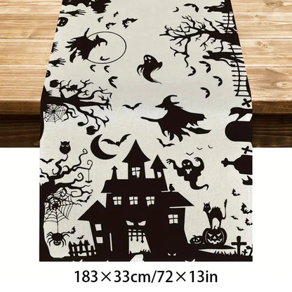 Montar Kit Decoração Festa Halloween: Painel Mesa + 4 Balões Metalizados +5 Bexigas