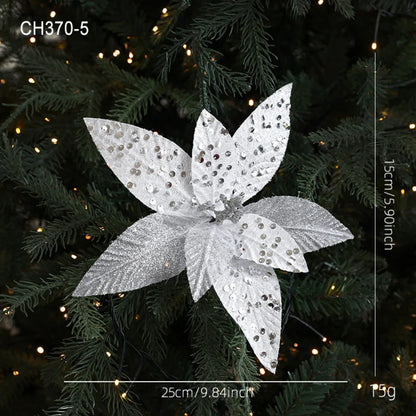 Flor De Natal Poinsétia Vermelho C/ Branco Enfeite e Árvore Terracota