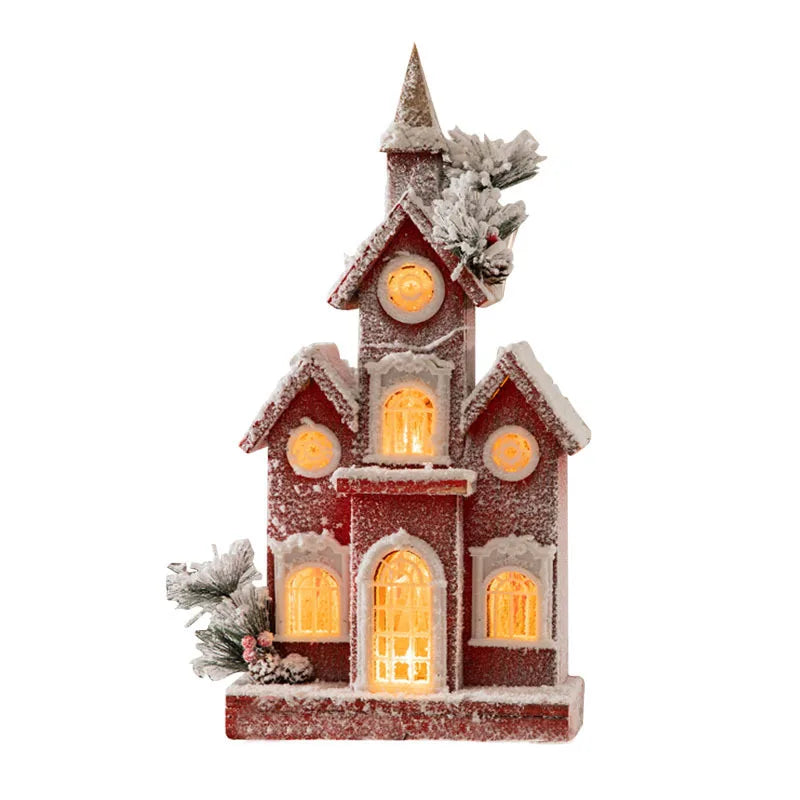 Casa Natalina de Shopping Natal de Madeira com Luzes Decoração de Mesa Festa de Natal