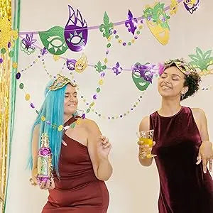 3 peças banner de serapilheira carnaval roxo amarelo verde glitter  guirlanda