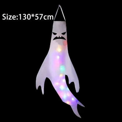 10 Peças de decoração suspensa de Halloween, chapéus de bruxa fantasma iluminados