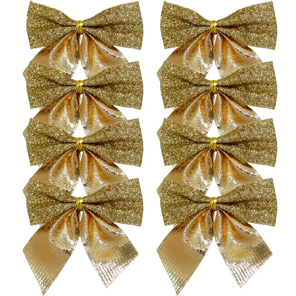 Laço Glitter Dourado Natal, Kit Enfeite Árvore de Natal Laço Lacinho Glitter Dourado