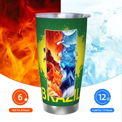 Caneca de copa do mundo café isolada com bandeira do Brasil copo volta às aulas 590 ml