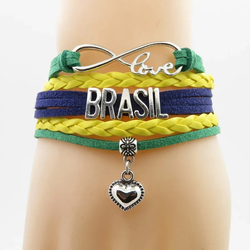 Pulseira de bandeira nacional elemento bandeira do Brasil jogo de futebol equipe torcendo