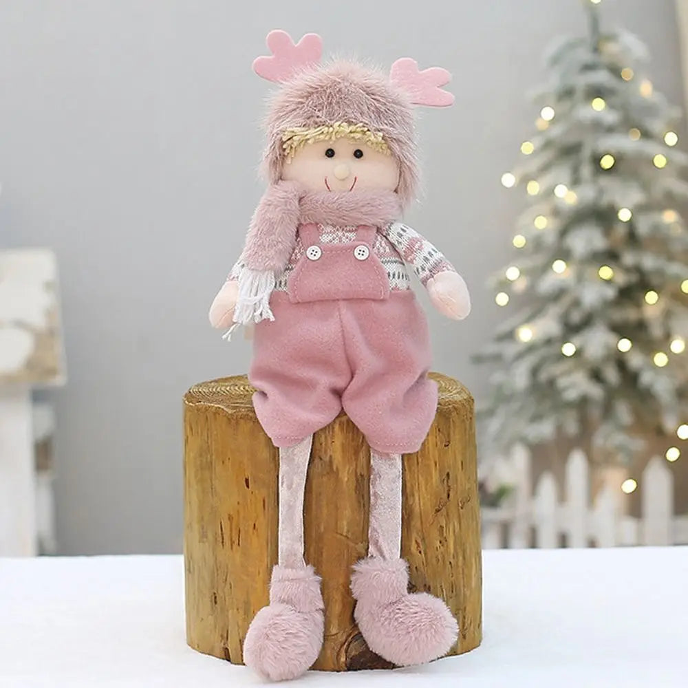 Boneco de Árvore de Natal Festivo Natal Rosa de Pelúcia Tecido Figure Desktop Decoração