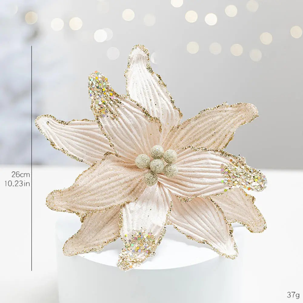 Flor De Natal Poinsétia Vermelho C/ Branco Enfeite e Árvore Terracota