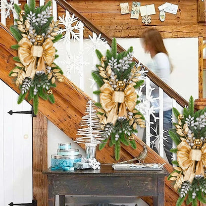 Guirlanda decorativa Azul, guirlanda de Natal pré-iluminadas sem fio para porta da frente