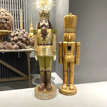 Quebra-nozes Estatueta Estátua Ouro Shopping Soldado Dourado Para Enfeite Natal Feito