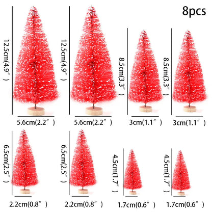 Árvore de Natal Artificial Decoração Natal 8 Peças Mini Pinheiro Artificial Natal Decoração