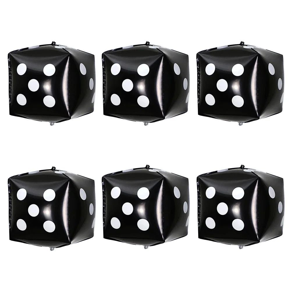 Balões de Dados Pacote com 6 balões metalizados, balões metalizados quadrados cassino