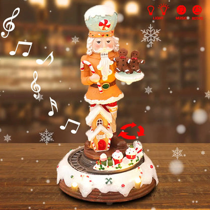 Trem Giratório Musical de Quebra-Nozes de Natal com Tema de Gengibre Boneco Decorativo