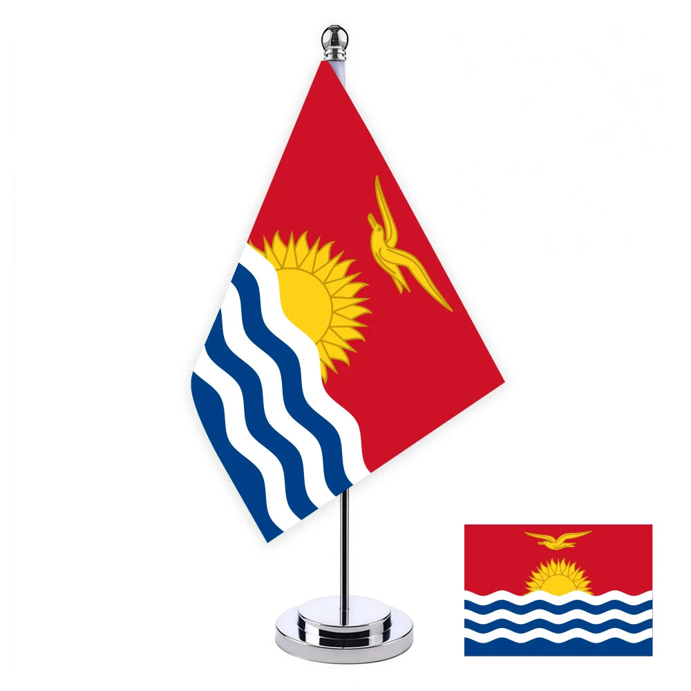 Bandeira de mesa Kiribati 4" x 6" - Bandeira de mesa Kiribati