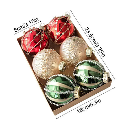 Bolas de Natal 6 Peças de Bolas de Natal de 6 cm Verde Vermelhão Brilhante Pendurar
