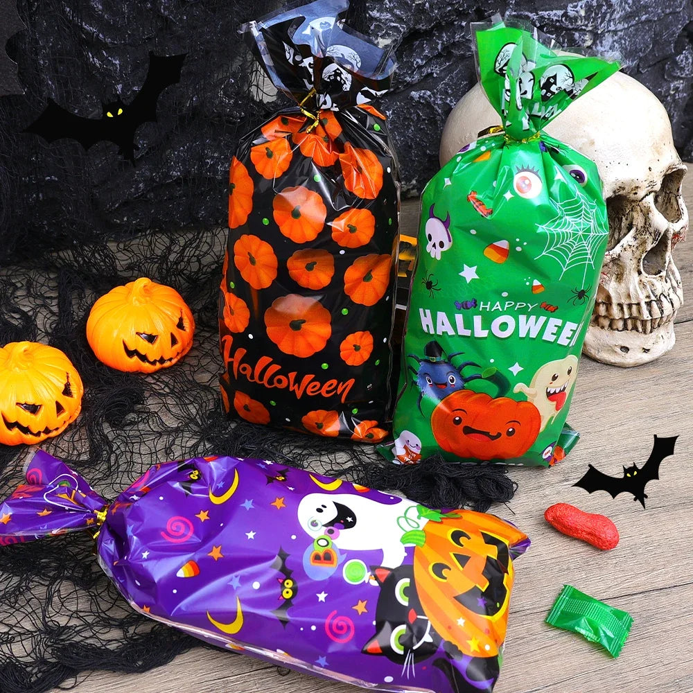 Sacos de celofane de Halloween, 50 unidades de sacos de doces de Halloween 50 peças