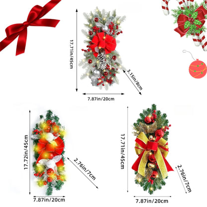 Guirlanda natalina com neve artificial Decoração de Natal Guirlanda Natal Porta Rattan