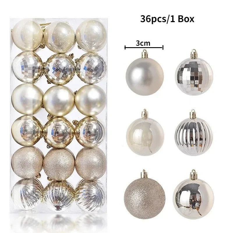 Bolas de natal Ornamentos de árvore de Natal de 3 mm de 36 quilates, grandes ornamentos