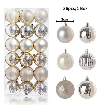 Bolas de natal Ornamentos de árvore de Natal de 3 mm de 36 quilates, grandes ornamentos