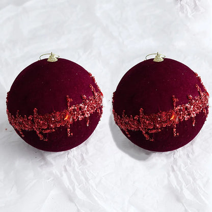 Bola de Natal Vinho vermelho Pingente De Bola De Natal De Veludo, Enfeites De Árvore