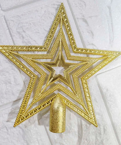 Enfeite Árvore Natal Estrela Ouro Ponteira Estrela Vazada Para Árvore Natal Dourada 19cm