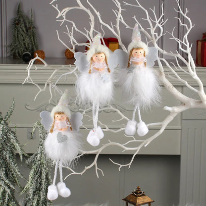 Pingente Anjo Natal Decoração de menina anjo de natal | Pingente de boneca anjo pelúcia