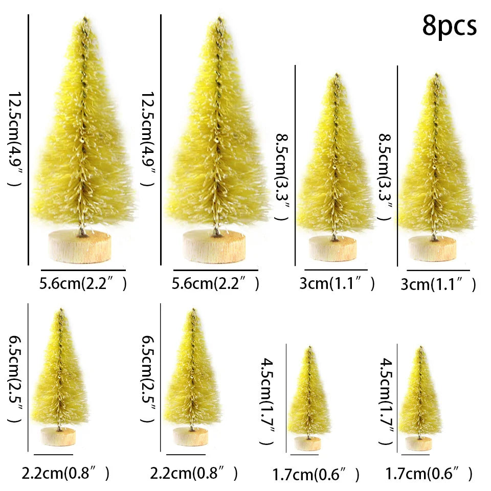 Árvore de Natal Artificial Decoração Natal 8 Peças Mini Pinheiro Artificial Natal Decoração