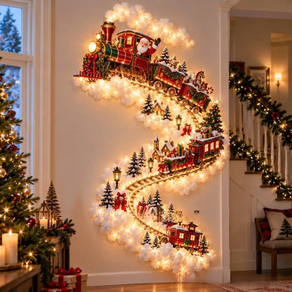 Luminária de Parede Caminho Mágico de Natal, Decoração de Parede com Cena Natalina em LED 3D Brilhante