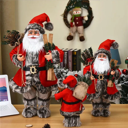 Boneco de Papai Noel em pé, enfeite de Natal para festa de Natal, lareira e férias 40cm