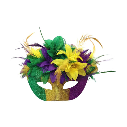 Bandanas de carnaval, roxo, amarelo, verde, penas falsas, para carnaval e máscara