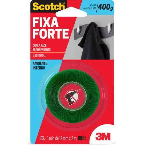 Fita Dupla Face 3M, Scotch, Fita Forte transparente 12 mm x 2 m - Scot
