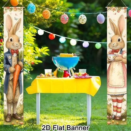 Banner de porta de páscoa sinal de alpendre de páscoa bandeira ovo coelho decoração