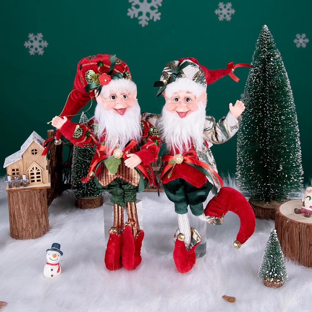 Enfeite Elfo Verde e Vermelho 45cm e 55cm Merita, Personagens Natalinos para Decoração
