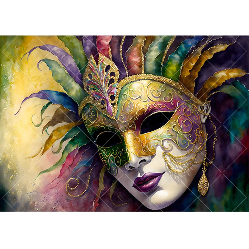 Carnaval, cenário fotográfico, roxo, verde, dourado, máscara, baile, dança, fundo máscaras