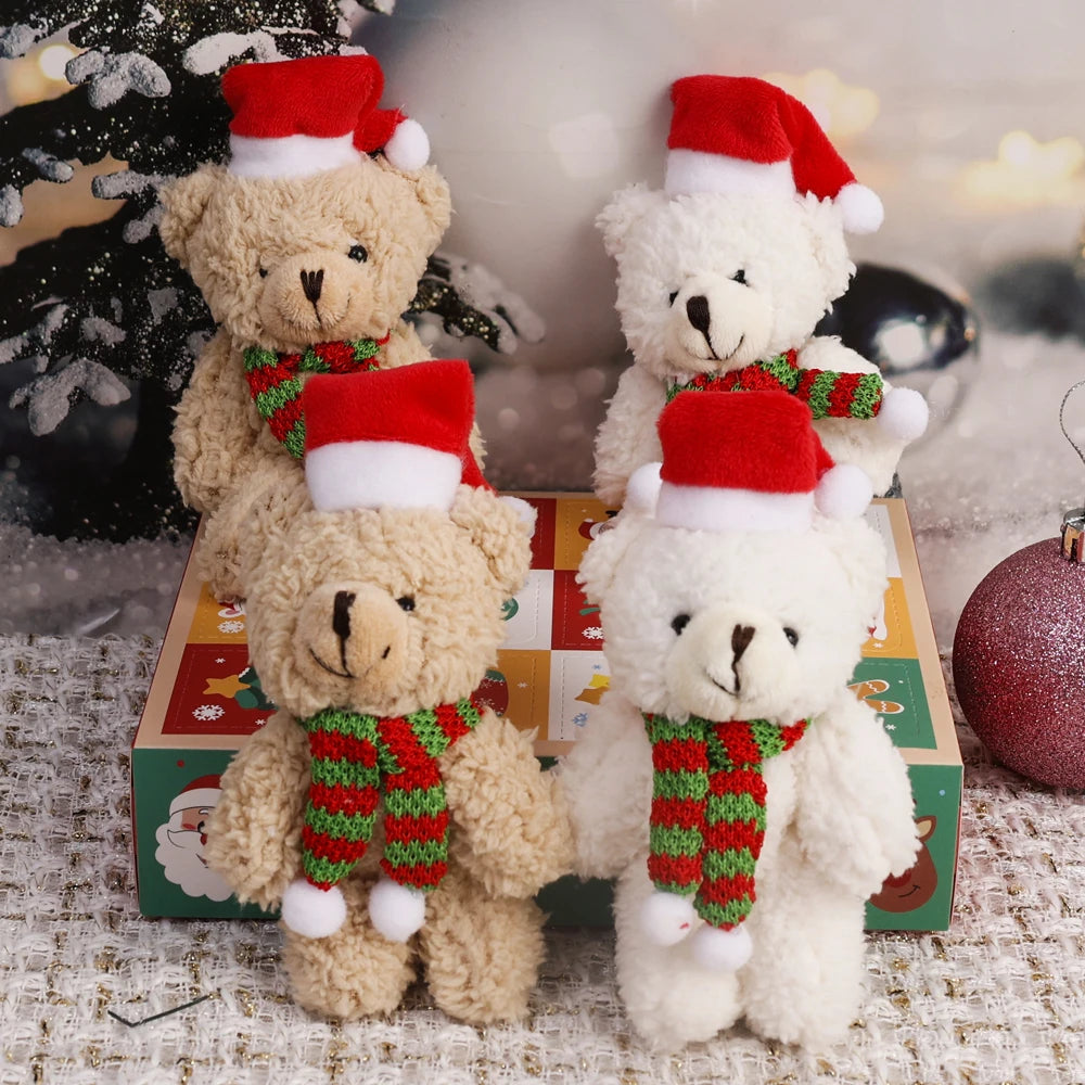 Urso De Pelúcia de Natal com Chapéu Vermelho Natal de Pelúcia Pingente de Urso Natalino