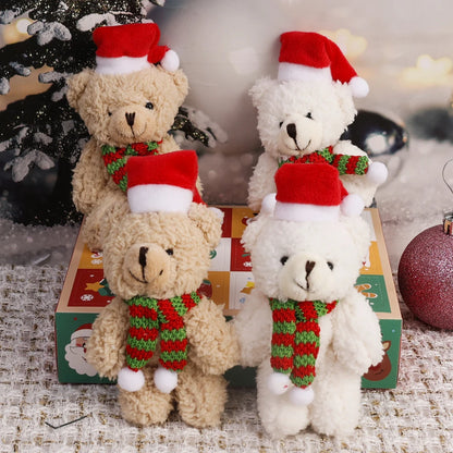 Urso De Pelúcia de Natal com Chapéu Vermelho Natal de Pelúcia Pingente de Urso Natalino