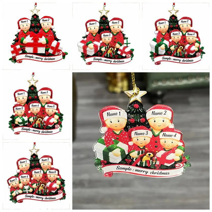 Enfeite de Natal Personalizado para Família de 3 Pessoas Abrindo Presentes 8cm/(3.15 pol.)