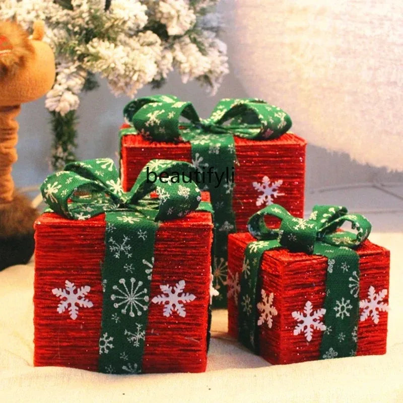 Caixas de presente, decorações de Natal, conjunto de 3 caixas vermelhas festa e feriado